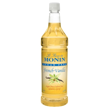 Monin Sugar-Free French Vanilla Syrup 1 Liter Bottle, PK4